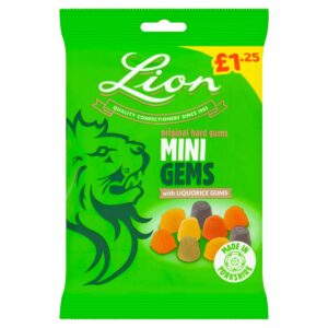 Lion Original Hard Gums Mini Gems with Liquorice Gums 130g