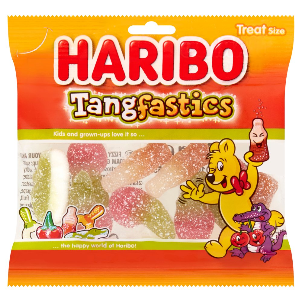 HARIBO Tangfastics Fruit & Cola Flavour Fizzy Jelly Sweets Fun Size Bag 16g