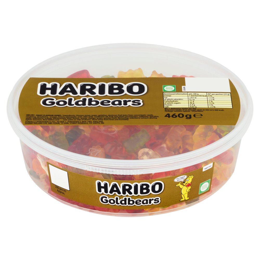 HARIBO Goldbears Jelly Fruit Flavour Sweets Tub 460g