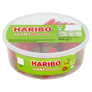 HARIBO Giant Strawbs Strawberry Flavour Chewy Jelly Sweets Tub 825g