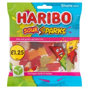 HARIBO Sour Sparks Fruit & Cola Gums Sweets Sharing Bag 140g
