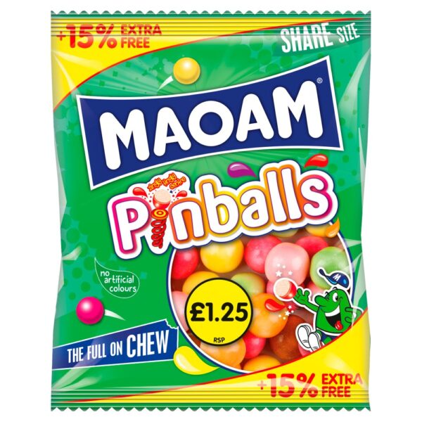 MAOAM Pinballs Fruit & Cola Flavour Chewy Sweets Sharing Bag 161g