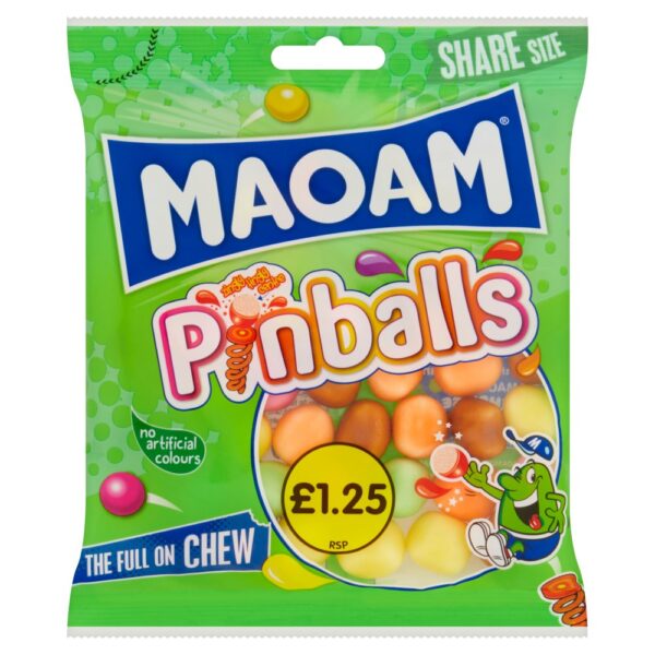 MAOAM Pinballs Fruit & Cola Flavour Chewy Sweets Sharing Bag 140g