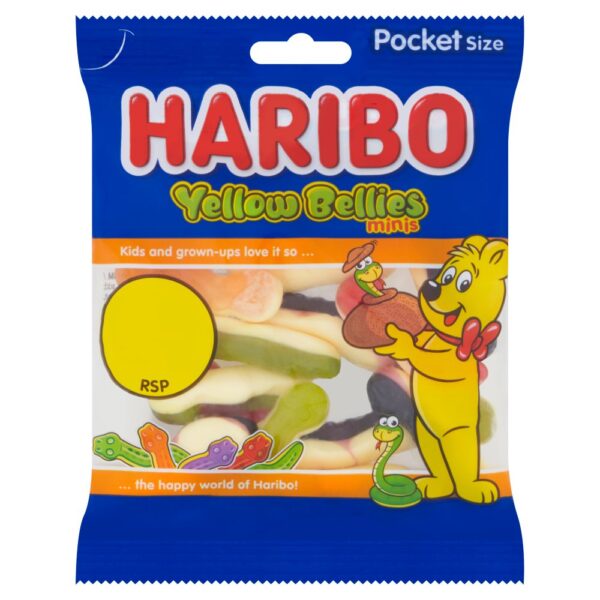 HARIBO Yellow Bellies Fruit Flavour & Foam Gums Sweets Fun Size Bag 60g