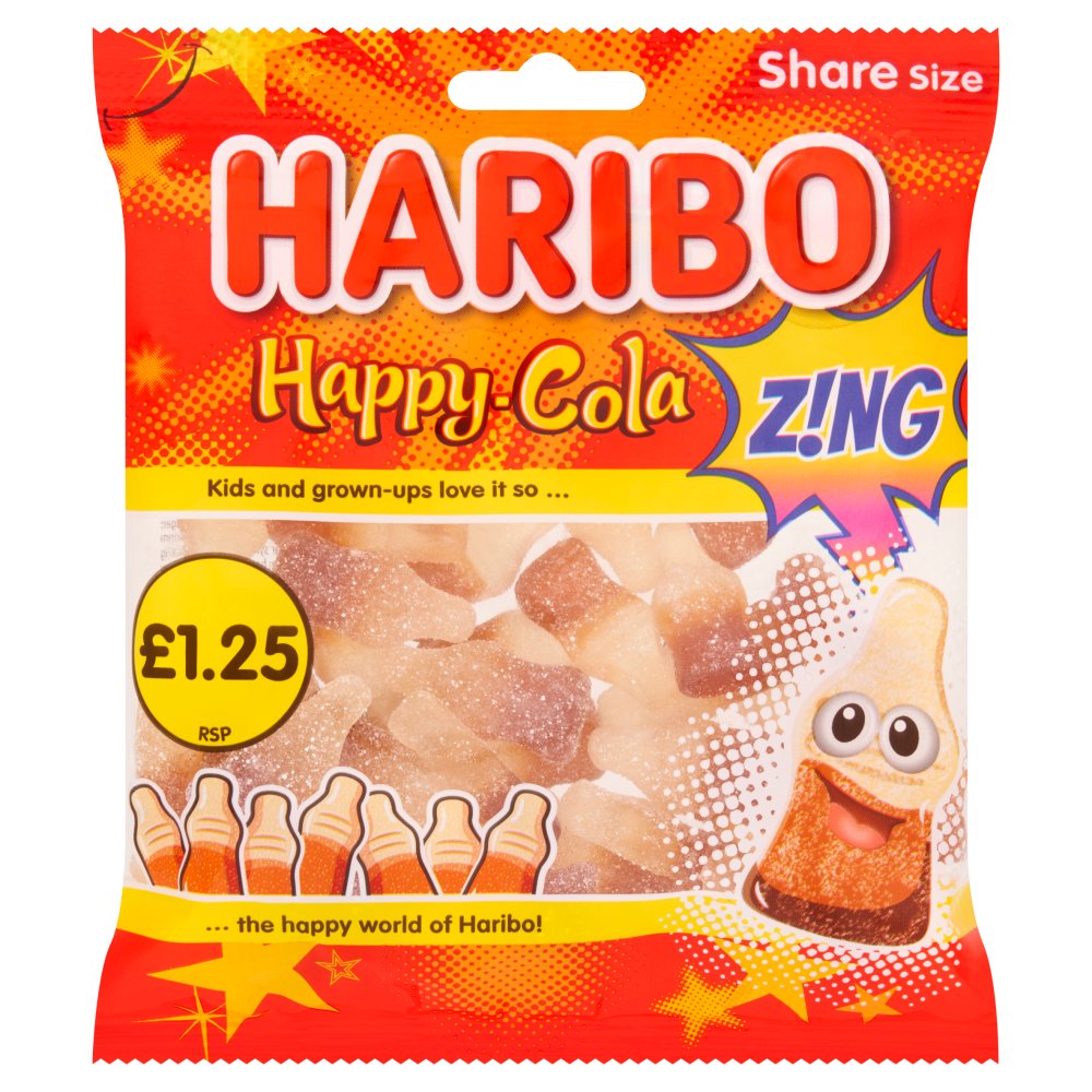 HARIBO Happy Cola Zing Fizzy & Jelly Sweets Sharing Bag 140g
