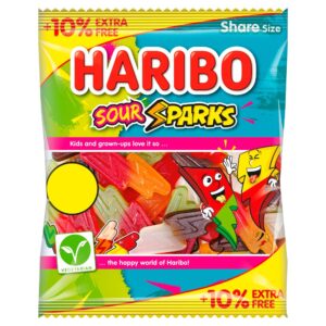 HARIBO Sour Sparks Fruit & Cola Gums Sweets Sharing Bag 154g