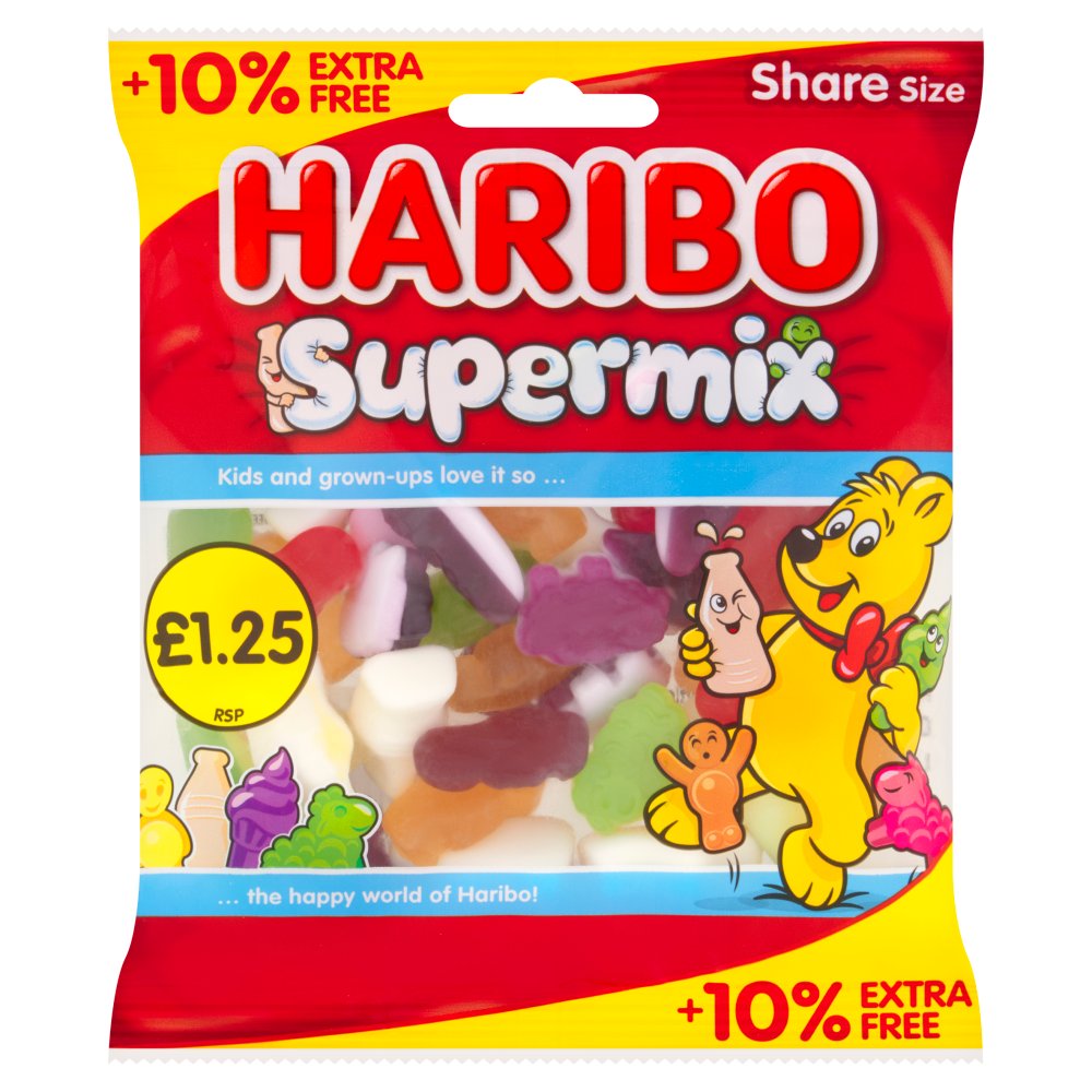 HARIBO Supermix Fruit & Milk Flavoured Jelly & Foam Sweets Sharing Bag 154g