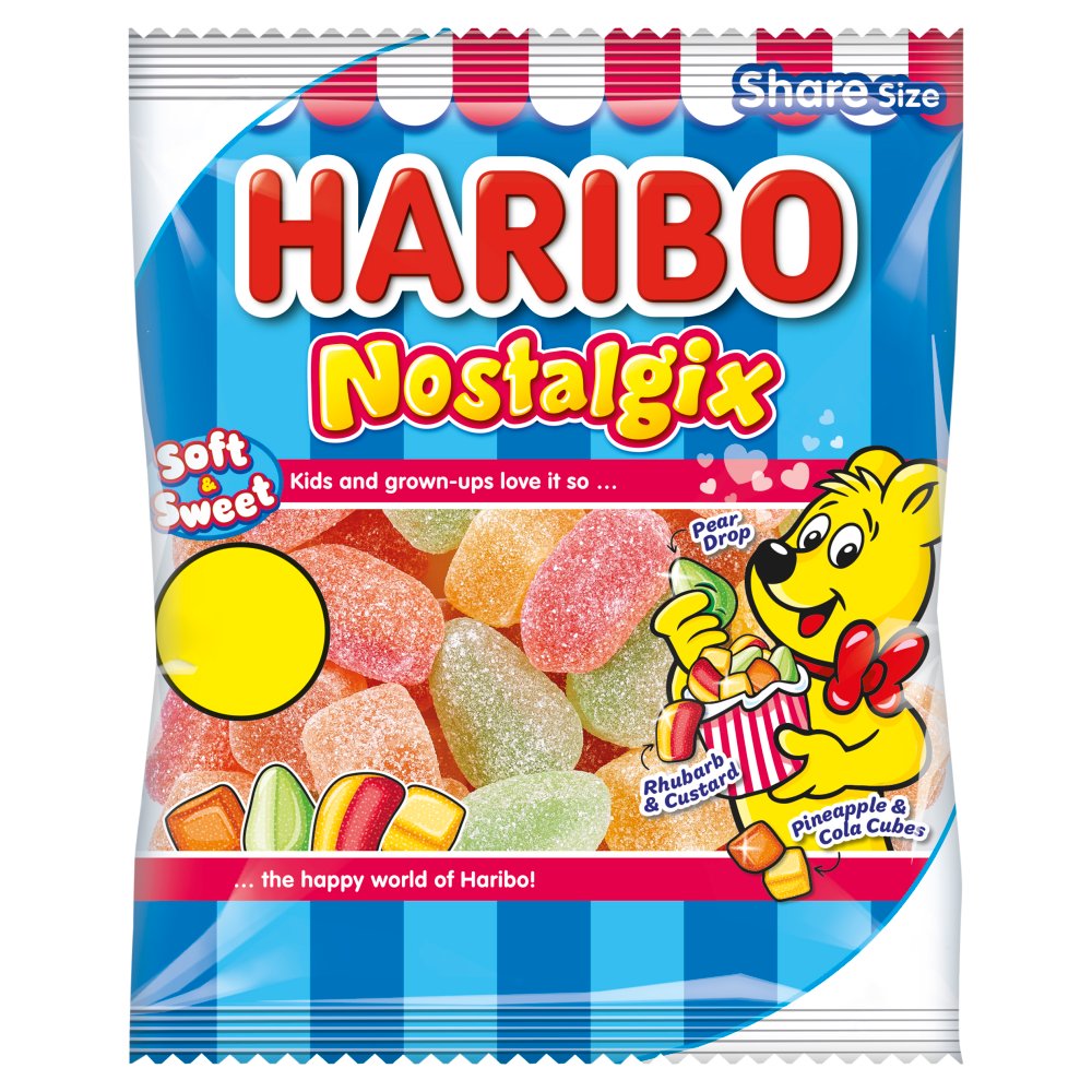 HARIBO Nostalgix Sugar Coated Fruit & Cola Flavour Jelly Sweets 140g
