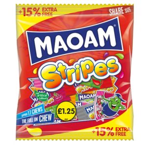 MAOAM Stripes Fruit & Cola Flavour Chewy Sweets Sharing Bag 161g