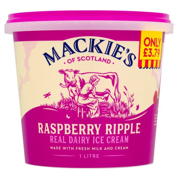 Mackie's of Scotland Raspberry Ripple Real Dairy Ice Cream 1 Litre