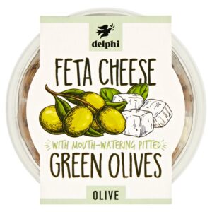 Delphi Feta Cheese Green Olives with Mouth-Watering Pitted 160g