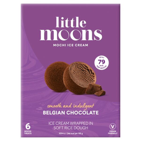 Little Moons Belgian Chocolate Mochi Ice Cream Frozen Snack 6 x 32g