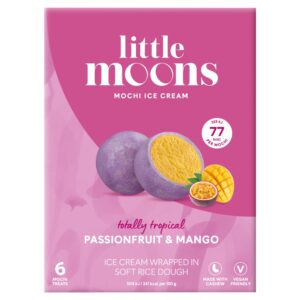Little Moons Passionfruit & Mango Mochi Ice Cream Frozen Snack 6 x 32g