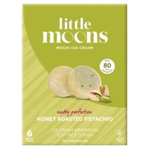 Little Moons Honey Roasted Pistachio Mochi Ice Cream Frozen Snack 6 x 32g
