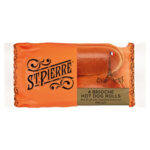 St Pierre 4 Brioche Hot Dog Rolls Pre-Cut
