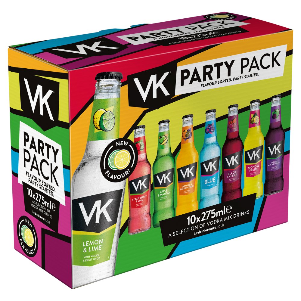 VK Party Pack A Selection of Vodka Mix Drinks 10 x 275ml