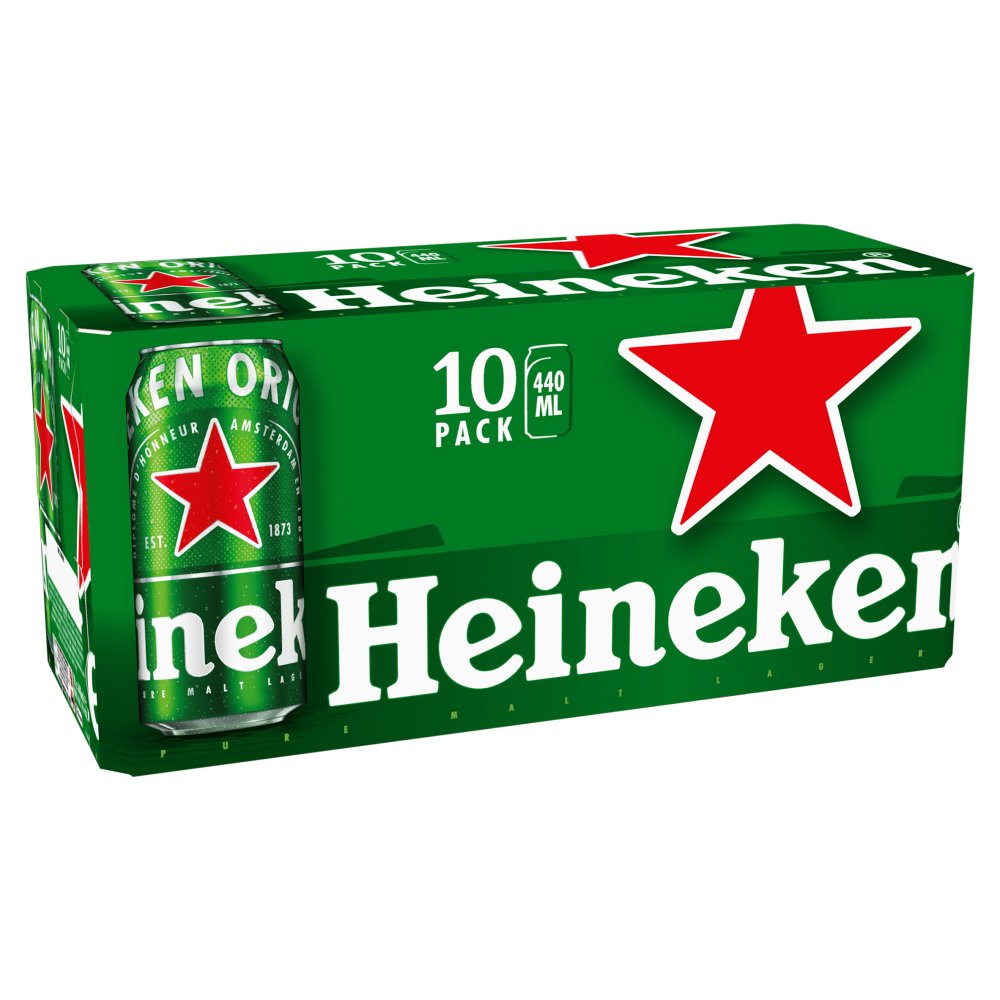 Heineken Original Premium Lager Beer 5% ABV Cans 10x440ml