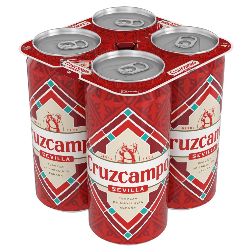 Cruzcampo Sevilla Lager Beer 4.4% ABV Cans 4x440ml