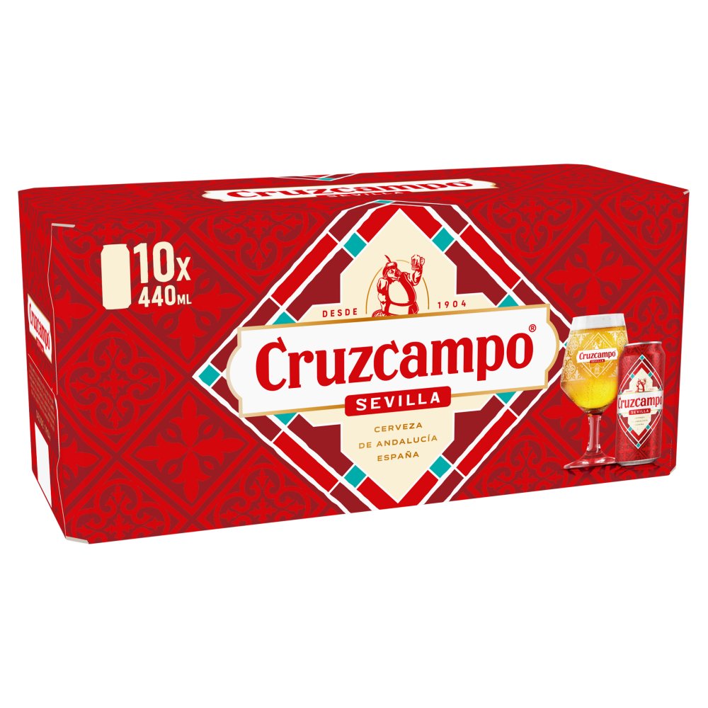 Cruzcampo Sevilla Lager Beer 4.4% ABV Cans 10x440ml