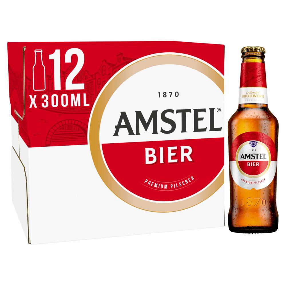 Amstel Bavarian Style Lager Beer 3.4% ABV Bottles 12 x 300ml
