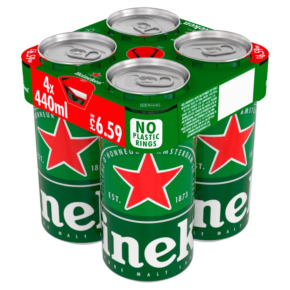 Heineken Original Premium Lager Beer 5% ABV Can 4x440ml PMP £6.59