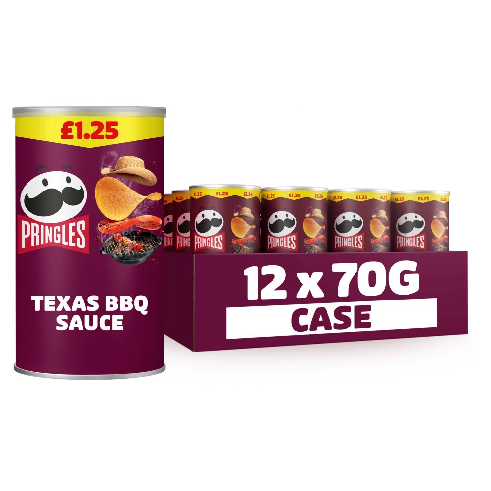Pringles Texas BBQ Snacking Crisps 12 x 70g PMP £1.25