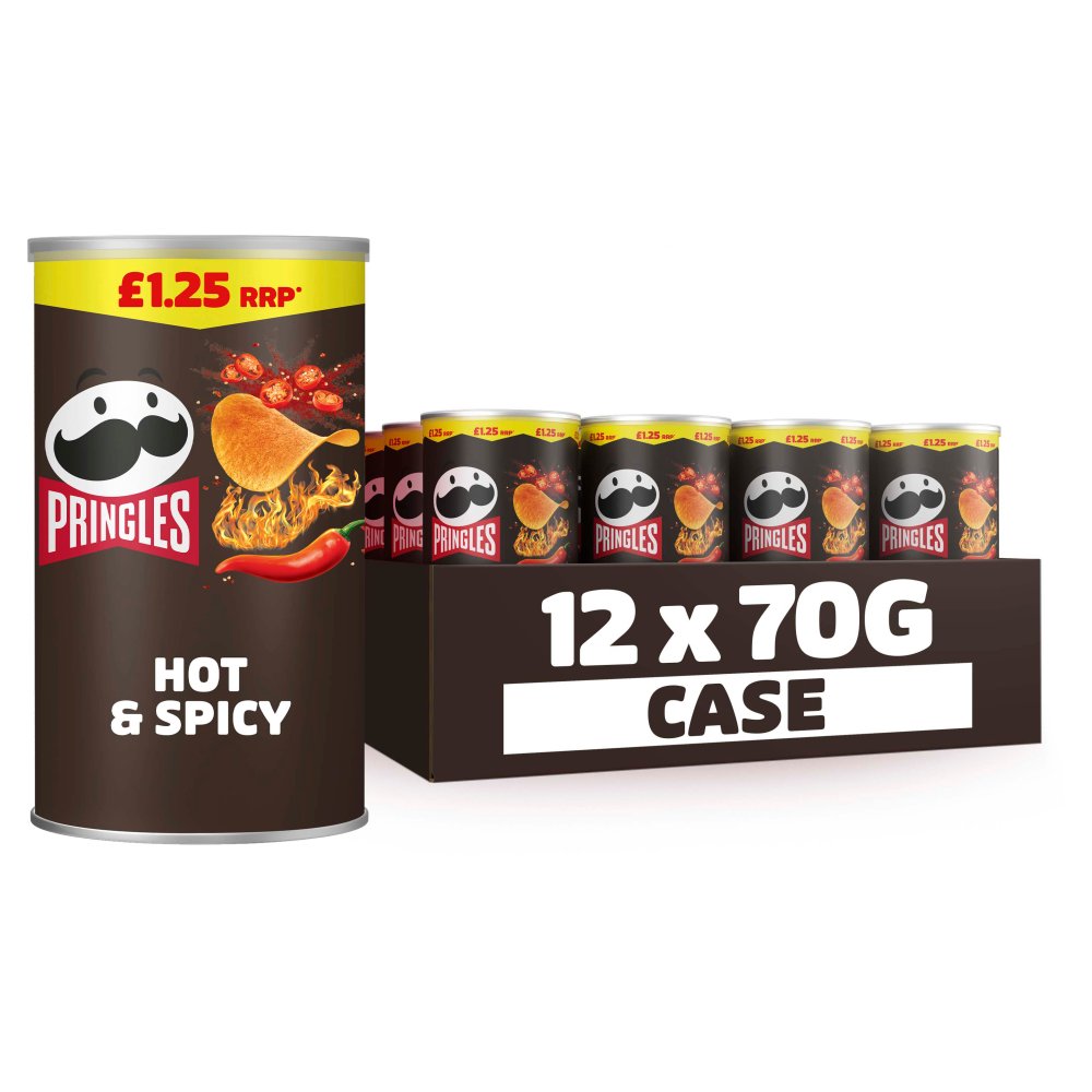 Pringles Hot & Spicy Snacking Crisps 12 x 70g PMP £1.25
