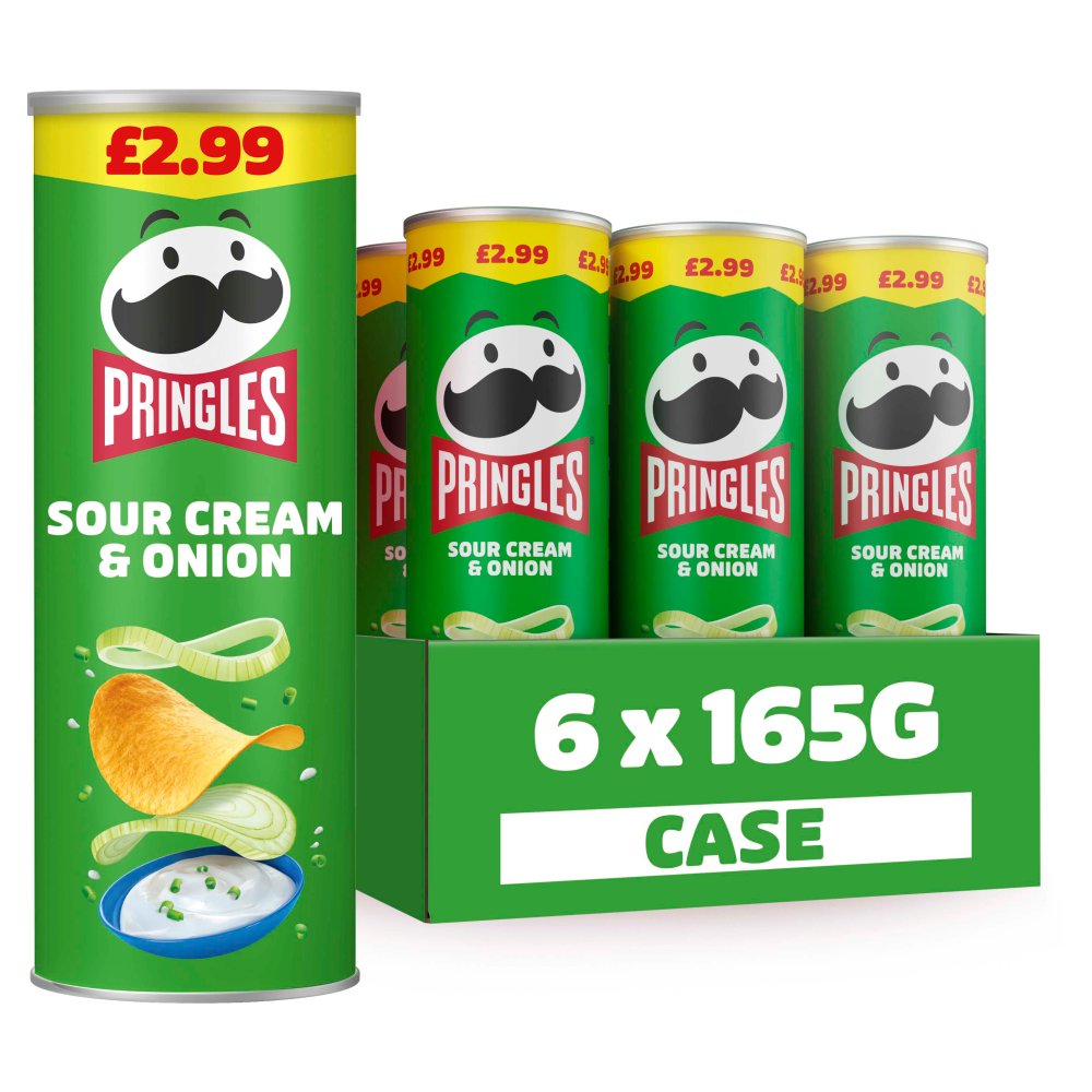 Pringles Sour Cream & Onion Sharing Crisps 6 x 165g PMP £2.99