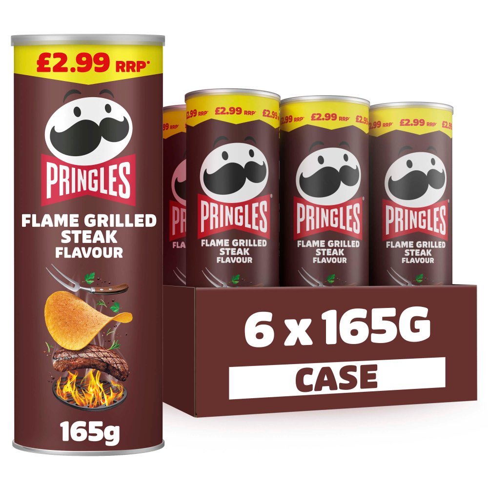 Pringles Flame Grilled Steak Sharing Crisps 6 x 165g PMP £2.99
