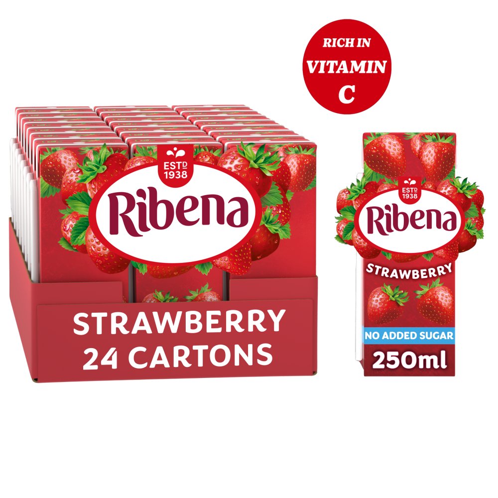 Ribena No Added Sugar Strawberry Juice Drink Carton 250ml