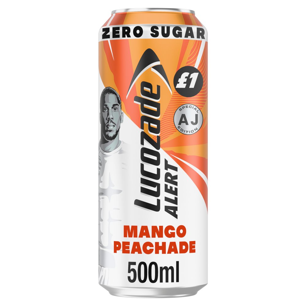 Lucozade Alert Energy Drink Zero Sugar Mango Peachade PMP £1 500ml