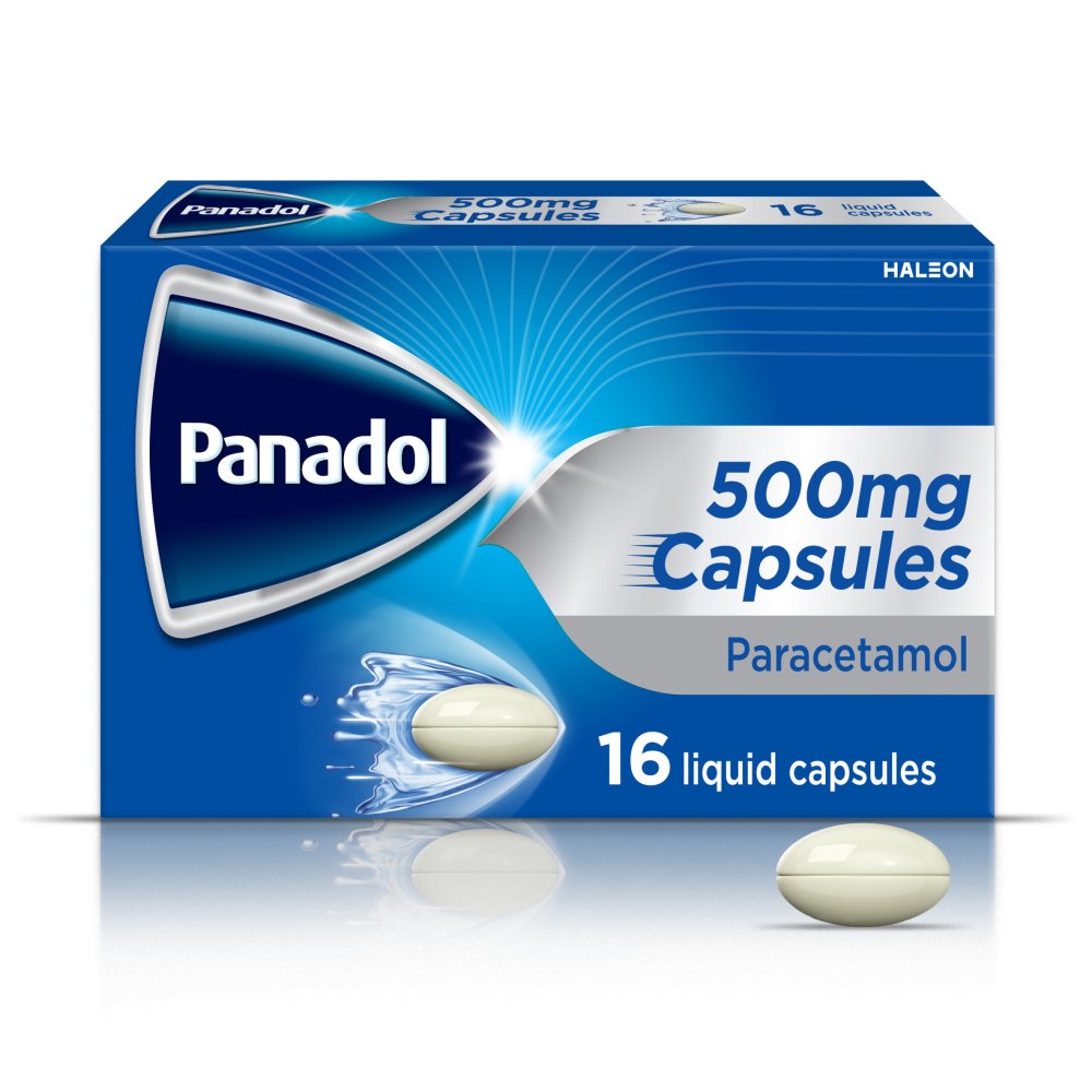 Panadol Paracetamol 500mg Liquid Capsules, Fast Pain Relief, 16s