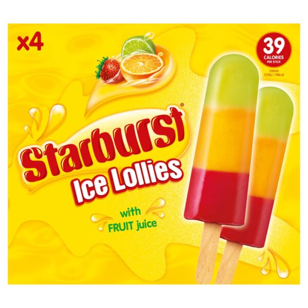 Starburst Ice Lollies with Fruit Juice 4 x 50g