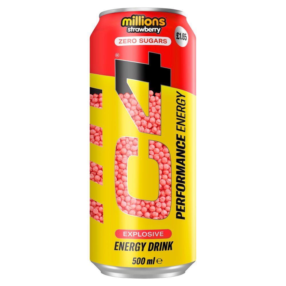 C4 Millions Strawberry Zero Sugars Explosive Performance Energy Drink 500ml