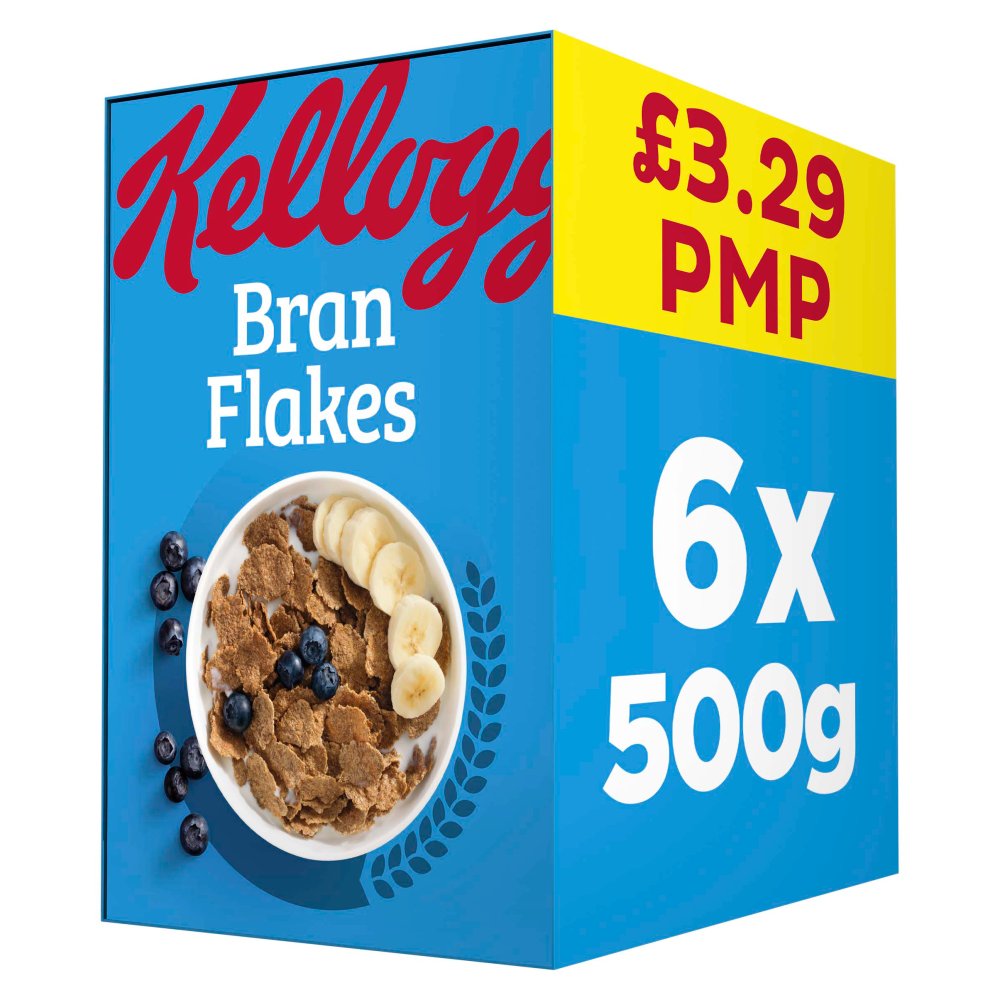 Kellogg's Bran Flakes Breakfast Cereal 6 x 500g PMP £3.29