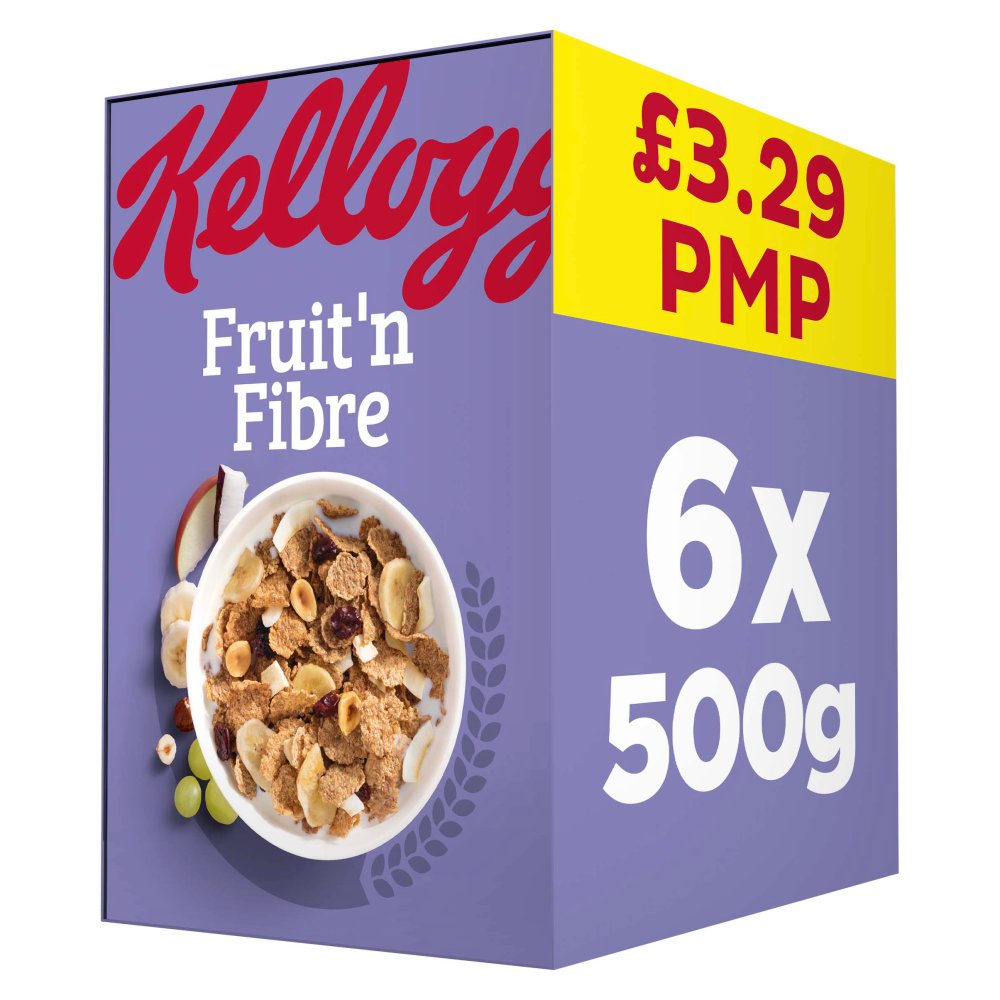 Kellogg's Fruit 'n Fibre Breakfast Cereal 6 x 500g PMP £3.29