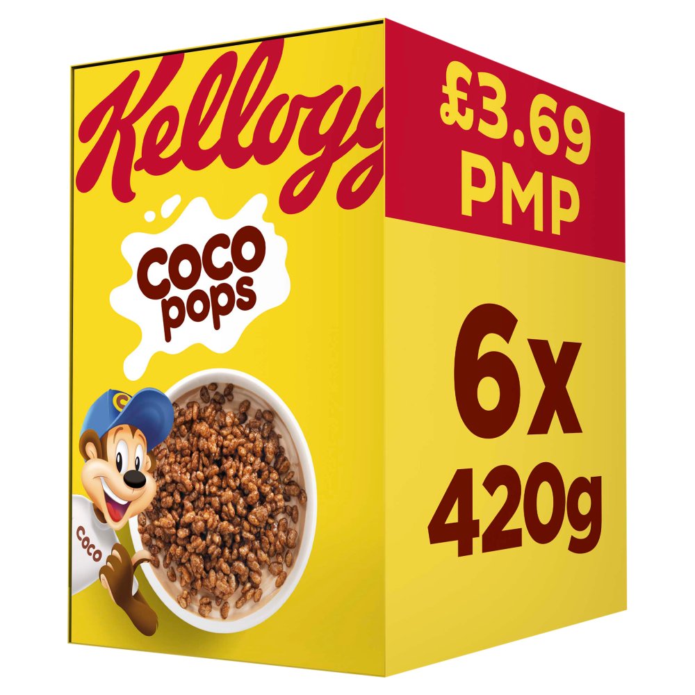 Kellogg's Coco Pops Breakfast Cereal 6x420g PMP £3.69