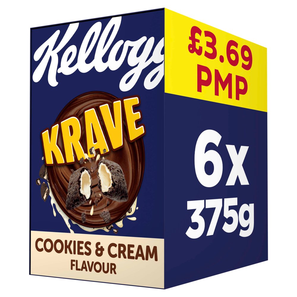 Kellogg's Krave Cookies & Cream Breakfast Cereal 6x375 PMP £3.69