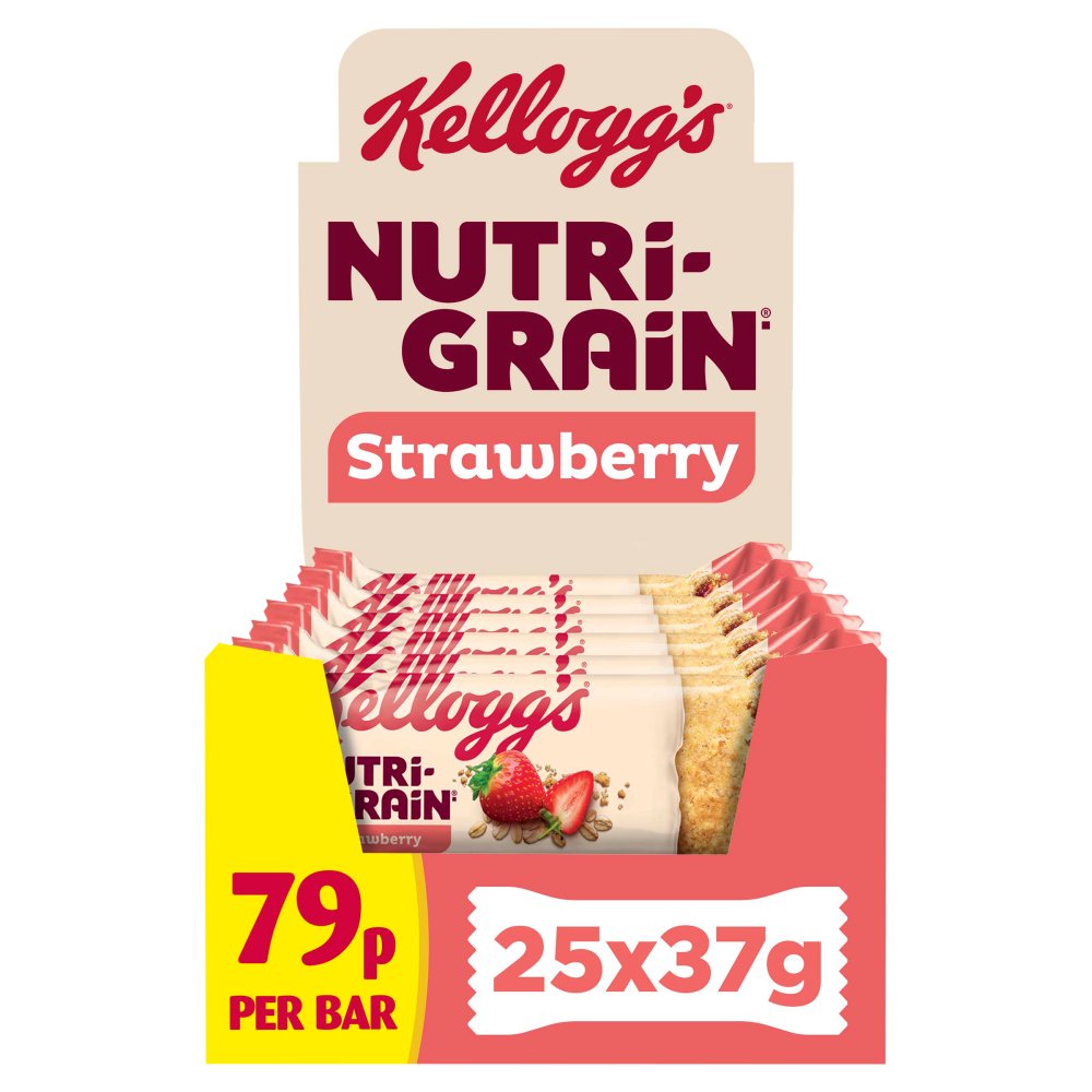 Kellogg's Nutri-grain Strawberry Snack Bar 25 x 37g PMP £0.79