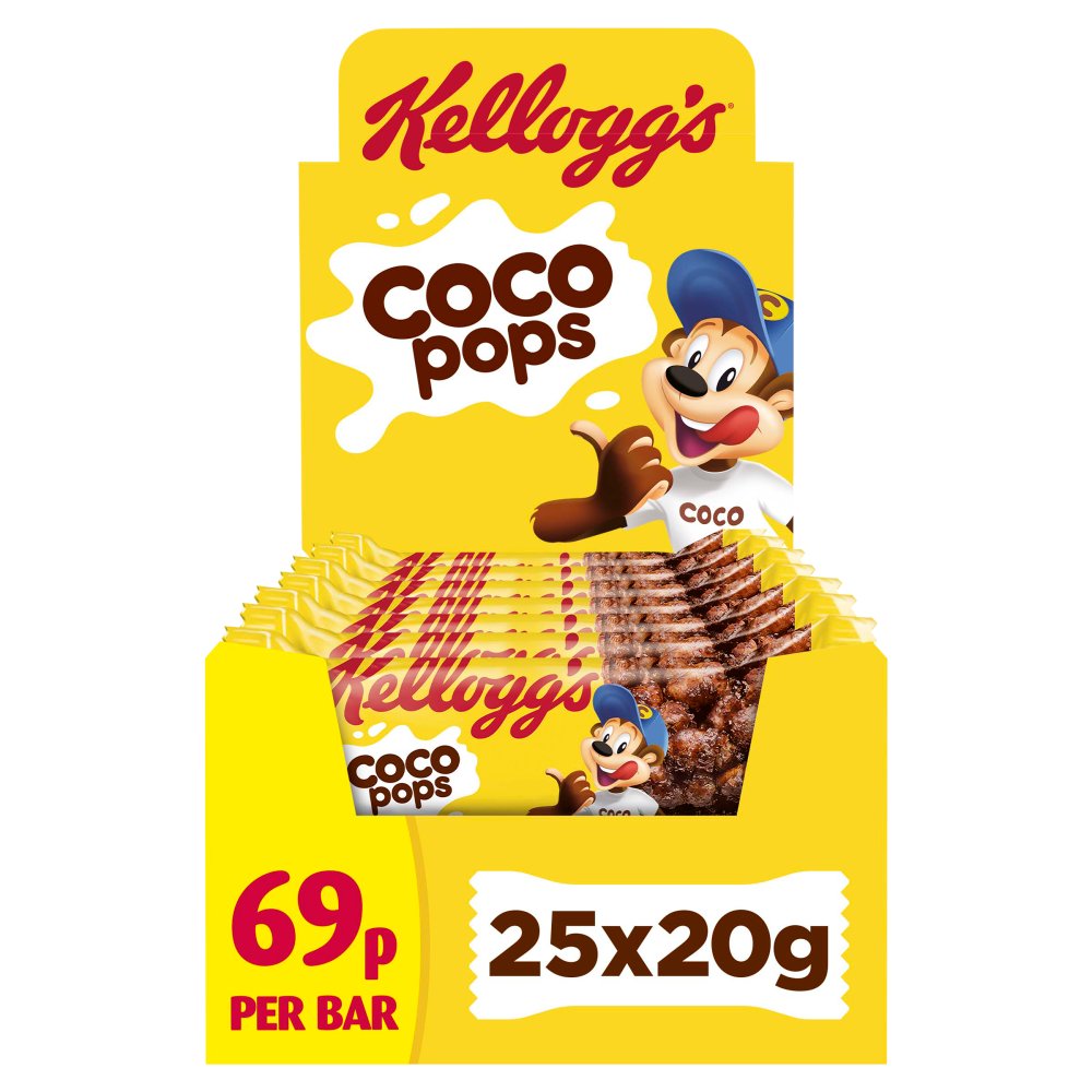 Kellogg's Coco Pops Cereal Snack Bar 20 x 20g PMP £0.69