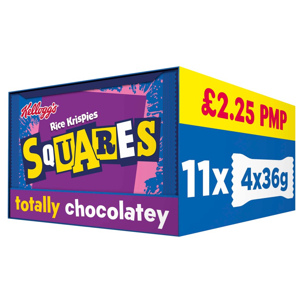 Kellogg's Rice Krispies Squares Chocolate Snack Bars 4 x 36g PMP £2.25