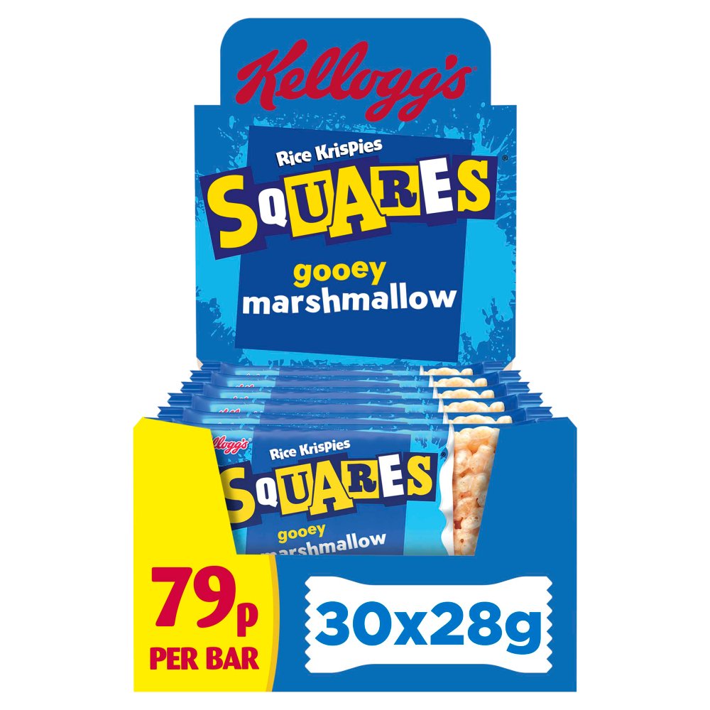 Kellogg's Rice Krispies Squares Marshmallow Snack Bar 30 x 28g PMP £0.79