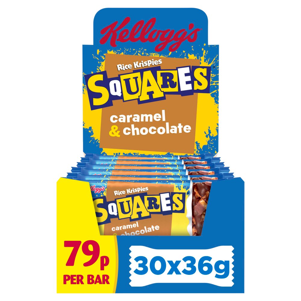 Kellogg's Rice Krispies Squares Caramel & Chocolate Snack Bar 30 x 36g PMP £0.79