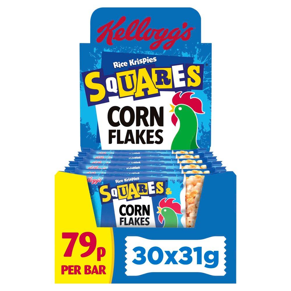 Kellogg's Rice Krispies Squares Corn Flakes Snack Bar 30 x 31g PMP £0.79