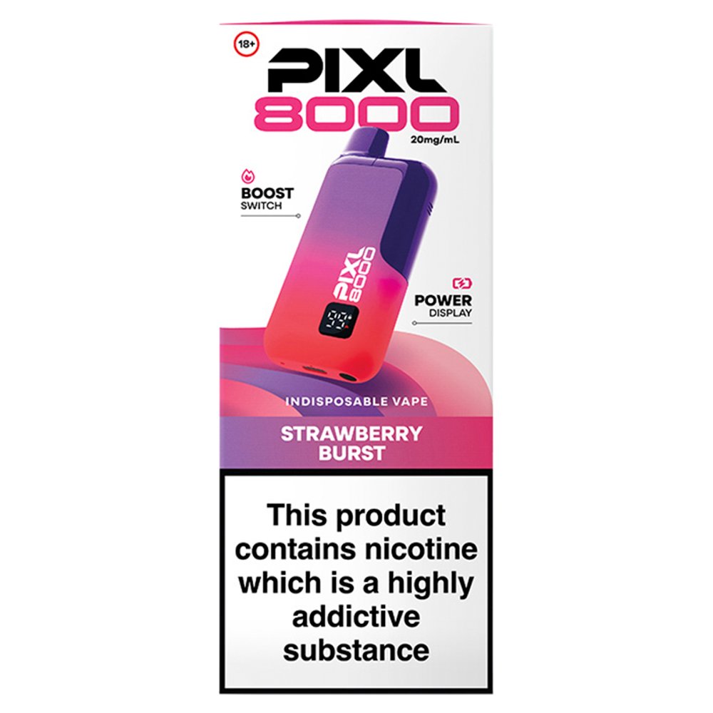 Pixl 8000 Strawberry Burst Indisposable Vape 20mg/ml