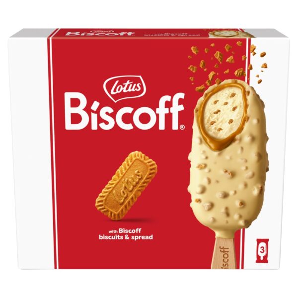 Biscoff White Chocolate Ice Cream Sticks 3x90ml