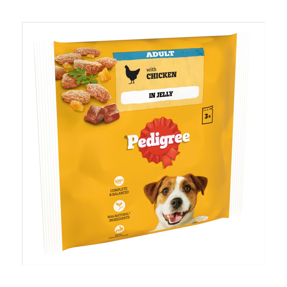 PEDIGREE® Adult Wet Dog Food Pouches Chicken in Jelly 3 x 100g
