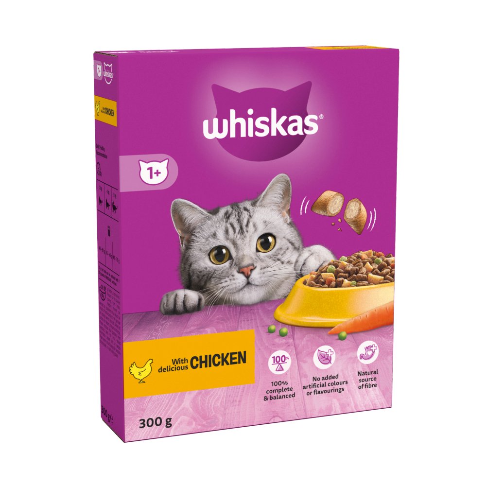 Whiskas 1+ Chicken Adult Dry Cat Food 300g