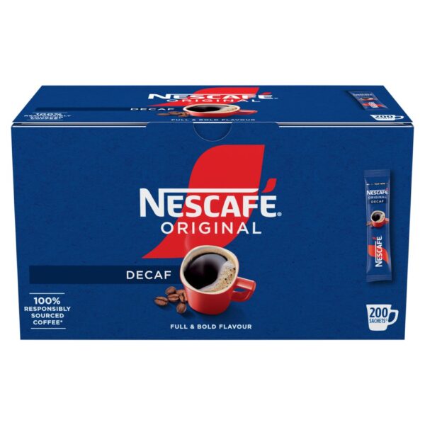 NESCAFE Original Decaf Instant Coffee Sachets - 200 x 1.8g Sticks