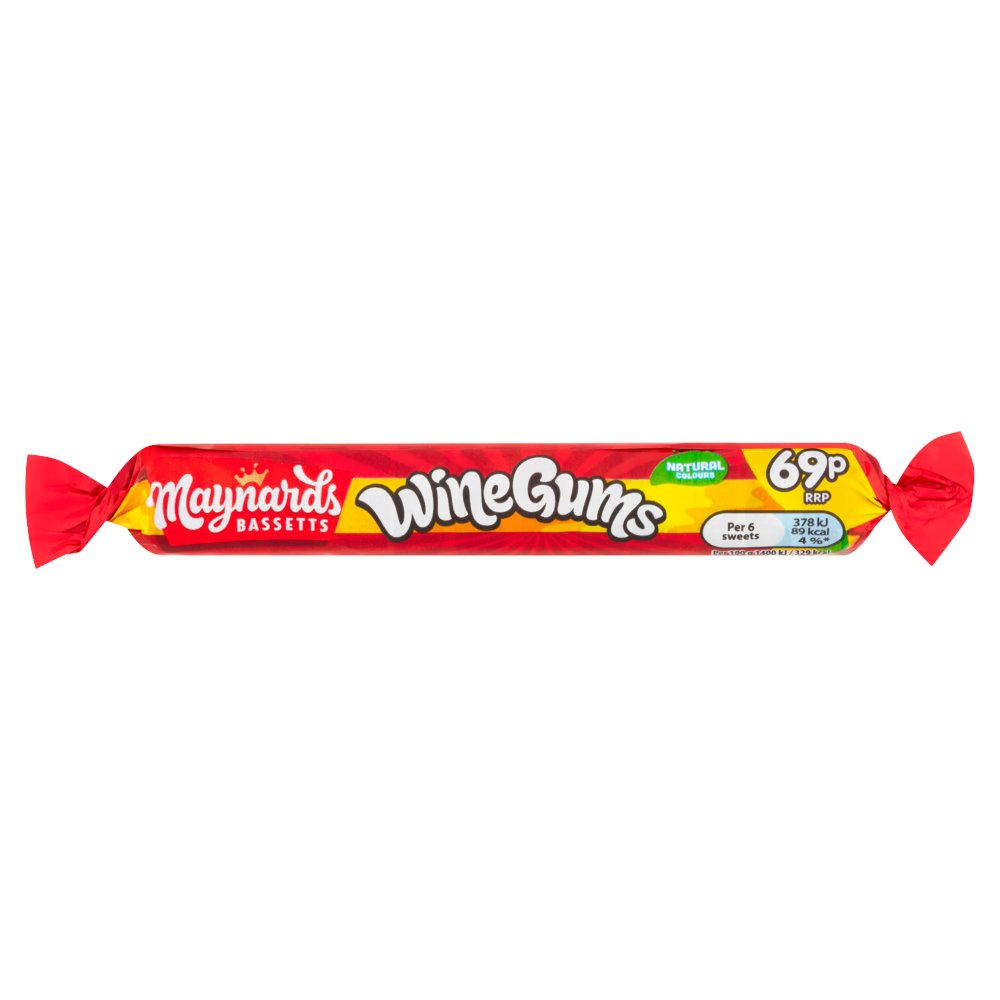 Maynards Bassetts Wine Gums Sweets Roll 69p PMP 52g